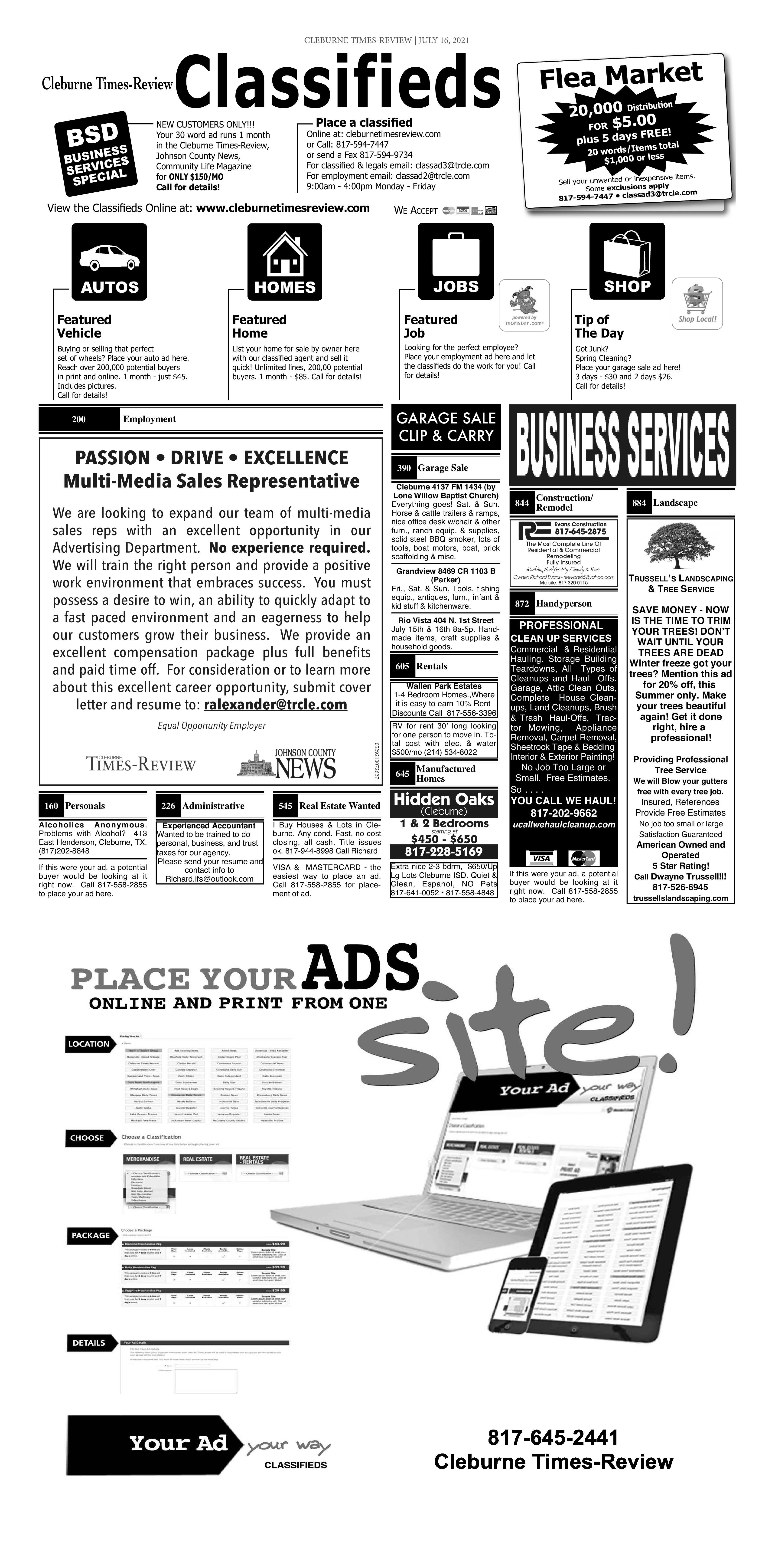 Cleburne Times Review Newspaper Ads Classifieds Employment Cleburne Times Review Classifieds [ 6750 x 3338 Pixel ]